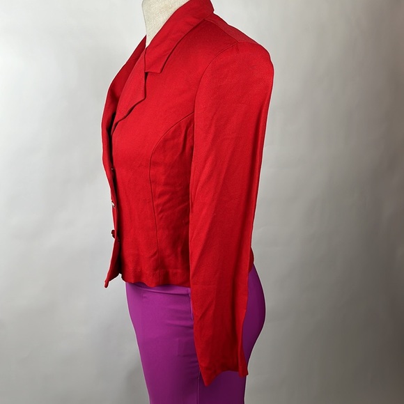 Vintage Red blazer silver buttons 80s - Picture 3 of 6
